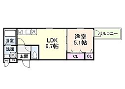 CHARME PARKSIDE I 1LDKの間取図画像