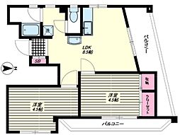 サンハイツ三田 2LDKの間取図画像