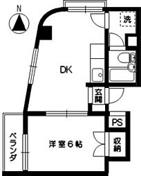 セクション2 1DKの間取図画像