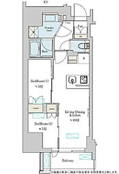 Brilliaist上野稲荷町 2LDKの間取図画像