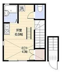 スーペリアージュ東大井 2階ワンルームの間取り