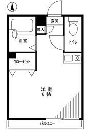 フレーシェル石川 ワンルームの間取図画像