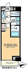 プラウドフラット門前仲町V 5階1Kの間取り