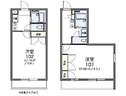 レオパレスフロイデンルーフ 1Kの間取図画像