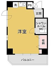 JR総武線 三鷹駅 徒歩4分の賃貸マンション 6階ワンルームの間取り