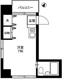 ラ・ルース国立 3階ワンルームの間取り