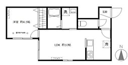 エスII 1階1LDKの間取り