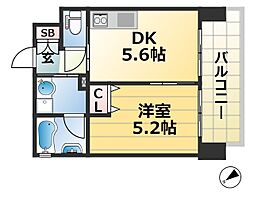 プリオーレ新開地 6階1DKの間取り
