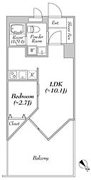 TraValore淵野辺 3階1LDKの間取り