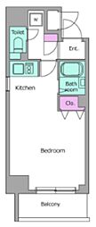 レジディア大井町 ワンルームの間取図画像