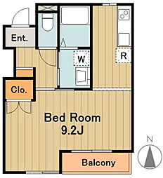 スカイヒルズアキ 1階1Kの間取り