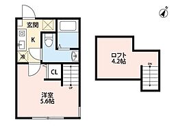 多摩都市モノレール 大塚・帝京大学駅 徒歩8分の賃貸アパート 2階1Kの間取り
