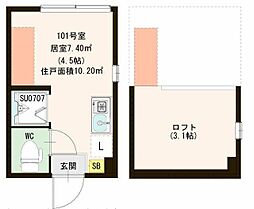 MiLaVita 高田馬場 1階ワンルームの間取り