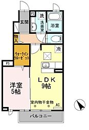 京王相模原線 京王堀之内駅 徒歩14分の賃貸アパート 1階1LDKの間取り