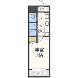 ｇｒｕ 5階1Kの間取り