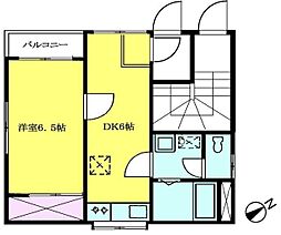 ヌーベルスターII 3階1DKの間取り