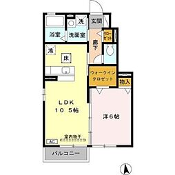 エスト 1LDKの間取図画像