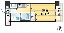 新神戸ヴィータ 1Kの間取図画像
