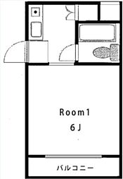 モナークマンション代々木上原 2階ワンルームの間取り