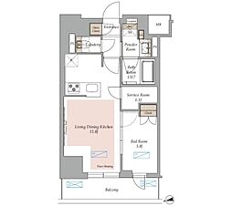 ラティエラ上野稲荷町 1SLDKの間取図画像