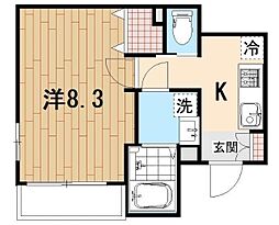 RIS参番館 1Kの間取図画像