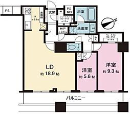 ザ・パークハウス西新宿タワー60 52階2LDKの間取り
