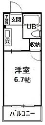 サニーサイド 1Kの間取図画像