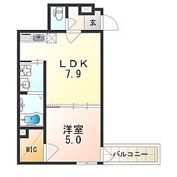 フジパレス津門中央公園2番館 1DKの間取図画像