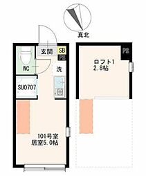 杉並区高円寺北4丁目アパート ワンルームの間取図画像