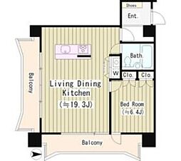 カーサクロヤナギ 4階1LDKの間取り