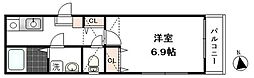 グランエール 1Kの間取図画像