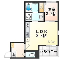 四ノ宮レジデンス 3階1LDKの間取り