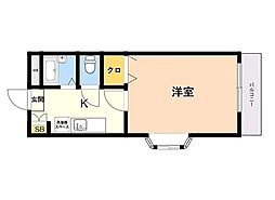 ミレニアム青葉 1階1Kの間取り