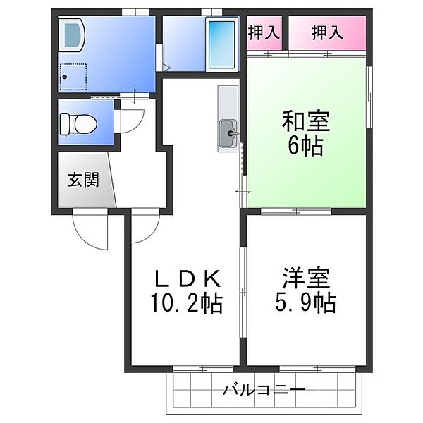 サンヒル・岸和田 ｜大阪府岸和田市上松町(賃貸アパート2LDK・2階・50.66㎡)の写真 その2