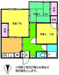 秀和ハイホーム 1階3DKの間取り