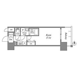 近鉄けいはんな線 長田駅 徒歩7分の賃貸マンション 2階1Kの間取り