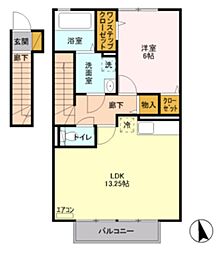グランシャリオ万願寺 1LDKの間取図画像