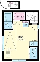 東急東横線 祐天寺駅 徒歩6分の賃貸アパート 2階ワンルームの間取り