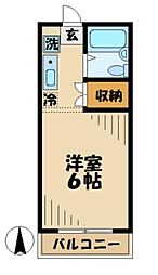 中屋ビル(大塚) 2階1Kの間取り