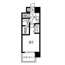 レジュールアッシュあびこ 5階1Kの間取り