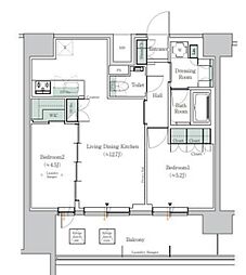 ワンルーフレジデンス田町 14階2LDKの間取り
