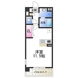 シェリールソル 1階ワンルームの間取り