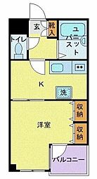JR総武線 津田沼駅 徒歩7分の賃貸マンション 2階1Kの間取り