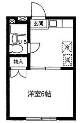 ベルシオングリーンヒル 1階1Kの間取り