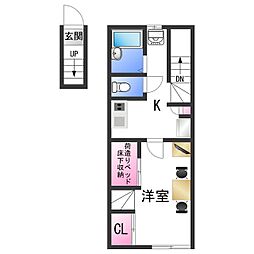 南海線 紀ノ川駅 徒歩12分の賃貸アパート 2階1Kの間取り