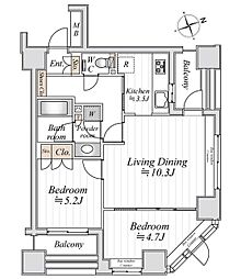ドゥーエ銀座イースト2 1LDKの間取図画像