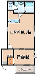 リテラ博多 3階1LDKの間取り