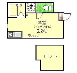 クォーレ向ヶ丘遊園 1階ワンルームの間取り