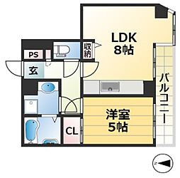 ライオンズマンション大倉山公園 6階1LDKの間取り