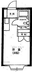兎月ハイツ 1階ワンルームの間取り